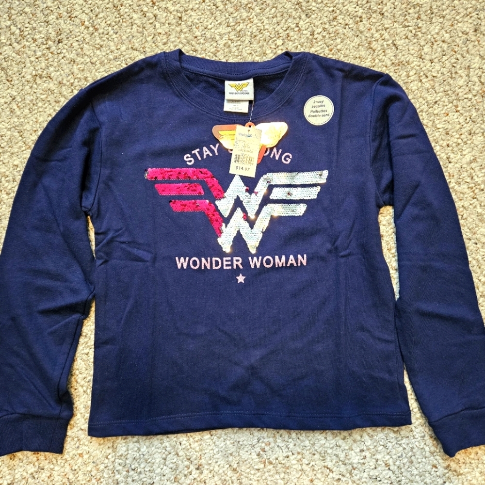 Girls 10/12 Wonderwoman long sleeve NWT